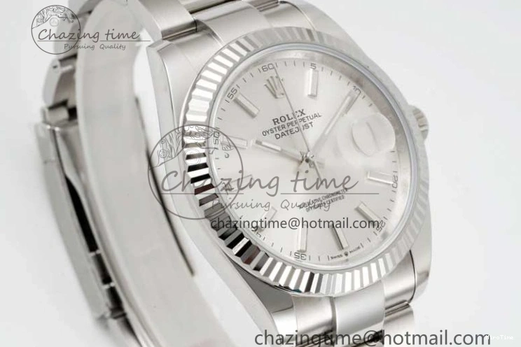 MiroTime 0113 DateJust 41 126334 Clean 1:1 Best Edition 904L Steel Silver Stick Dial on Oyster Bracelet VR Modern 2434
